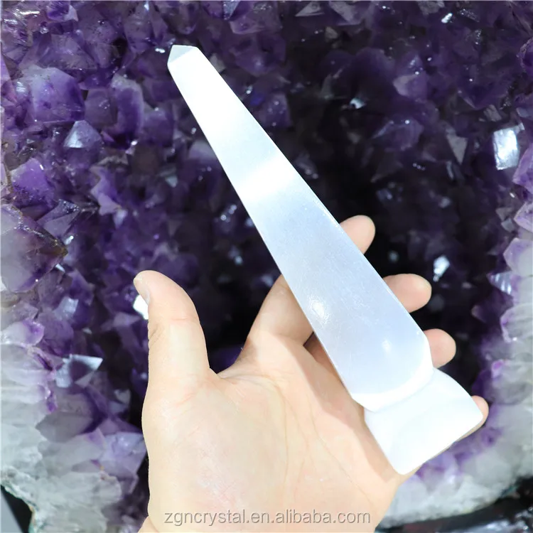 Robin Crystal Wholesale Gypsum Gemstone Tower 8 inch Natural White Crystals Healing Selenite Tower for reiki