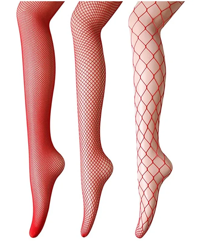Женские сетчатые колготки с высокой талией красные чулки сексуальные для вечеринки танцев