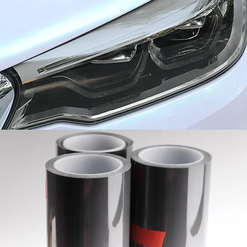 Factory Price Car Lamp Film TPU PPF Car Decoration Headlight Taillights Film  0.3*10M Light Black Tint Film
