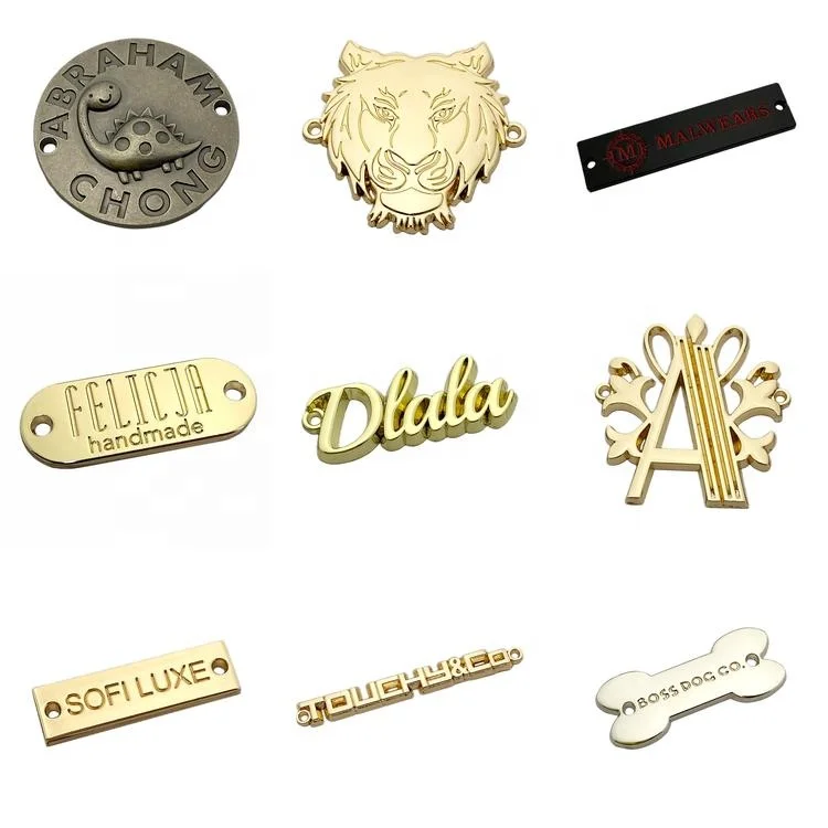 Fashion Design Rectangle Custom Brand Name Logo Metal Engraved Sewing Label For Clothing