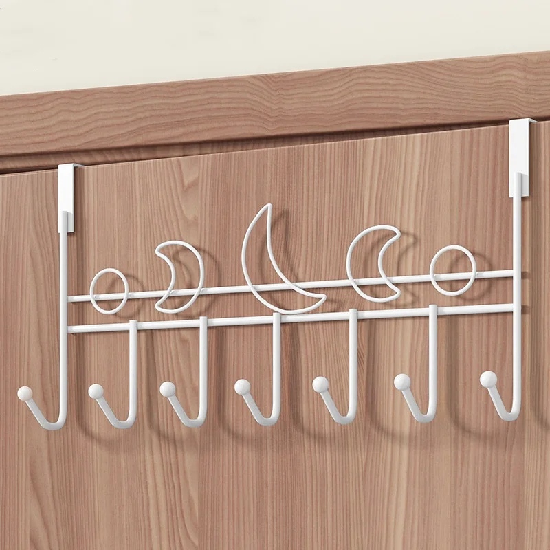 Hooks Hanging Storage Rack Organizer 7 Hooks Iron Hook Over Door Metal Hanger Bracket For Towel Hat Coat
