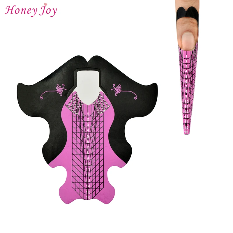 100 шт. Экстра длинные синие фиолетовые рыбьи патенты клейкие стилеты для ногтей направляющие для УФ-геля акриловые Изогнутые накладные ногти