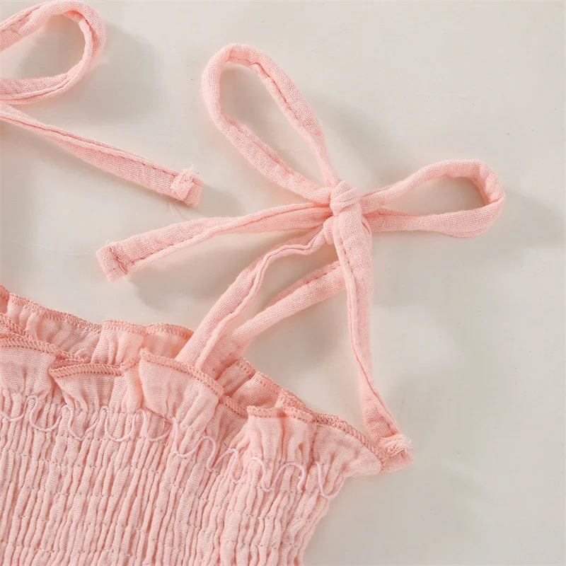 2023 Summer 2 Pcs /set Bamboo Baby Romper Lace Baby Girl Jumpsuit Sleeveless Baby Rompers For Girl