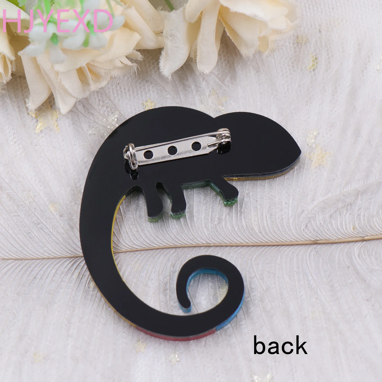 BHS066BH1039 New Design Large Lizard Fashion Jewelry Laser Cut Glitter Acrylic Chameleon Brooch