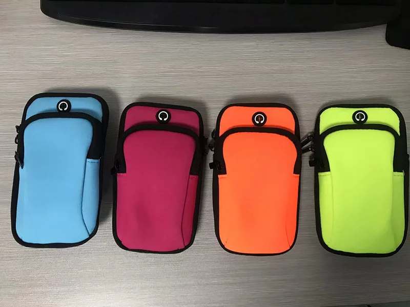 Neoprene running jogging gym sport mobile arm bags with headset hole