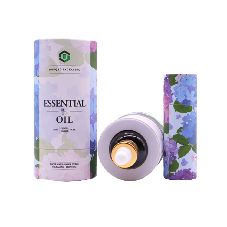 Wholesale Printed Design Round Cosmetic Recyclable 50ml Craft Oil Bottle Paper Tube Box Packaging Tube Packaging for Skincare