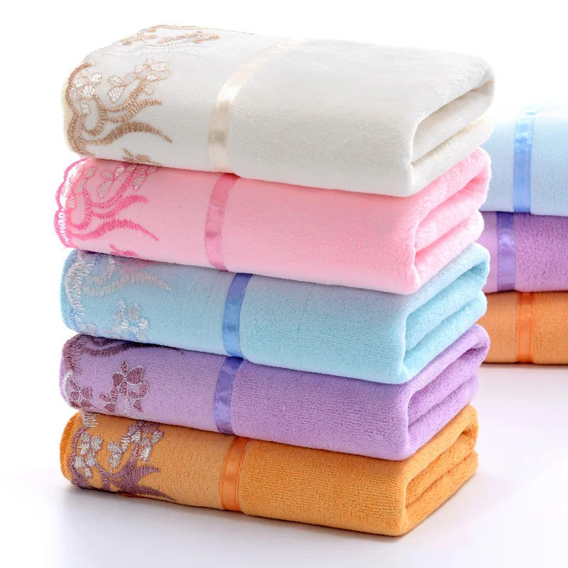 Lace edge towel set 3 pieces multi colors  face towel bath towels custom size Microfiber Bath Linens with gift box