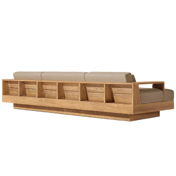 Modern Luxury Backyard Natural Teak Furniture Sofa Set Hotel Outdoor Solid Teak Wood Furniture Garden Sofas