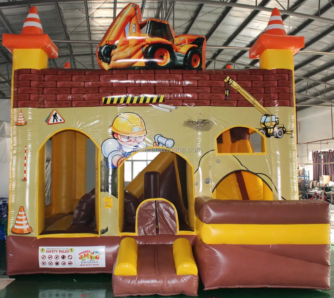 Commercial hot sale construction combo inflatable jumping castle bouncer house with slide for kids