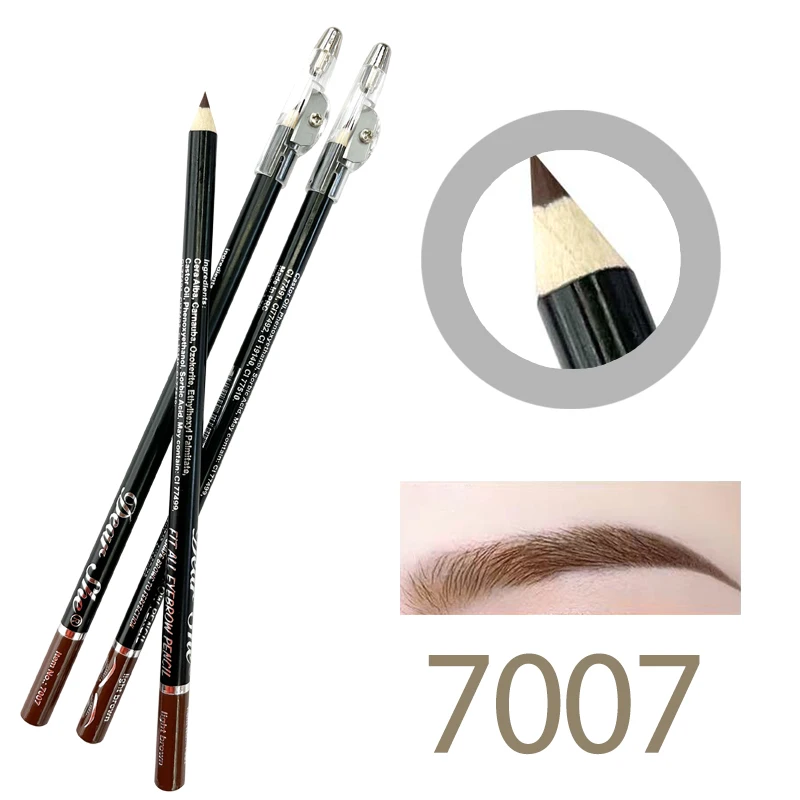 New Design Wholesale High Pigment Cosmetic Permanent Waterproof Eyebrow Pencil With Sharpener Natural Wood Eyebrow Pencil