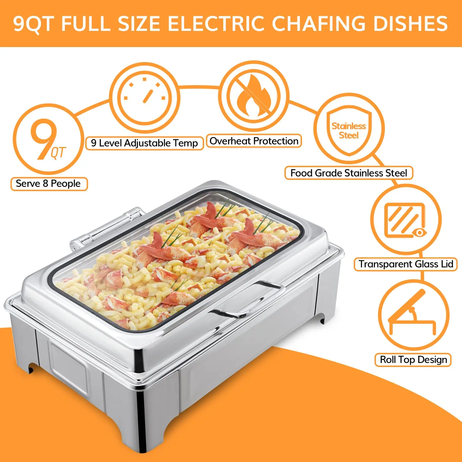 Chaffing pour cheffing dish stainless steel buffet serving chauffandise tray, shaffing chafer dish buffet heater set warmer
