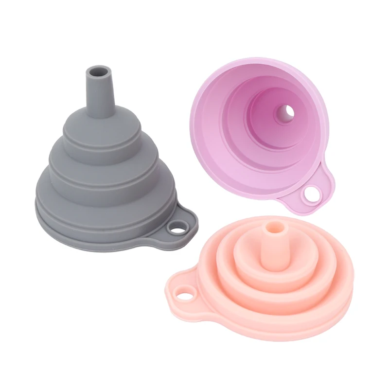 Small and Large Kitchen Gadgets Accessories Foldable Silicone Collapsible Funnels for Filling Water Bottle Liquid Transfer
