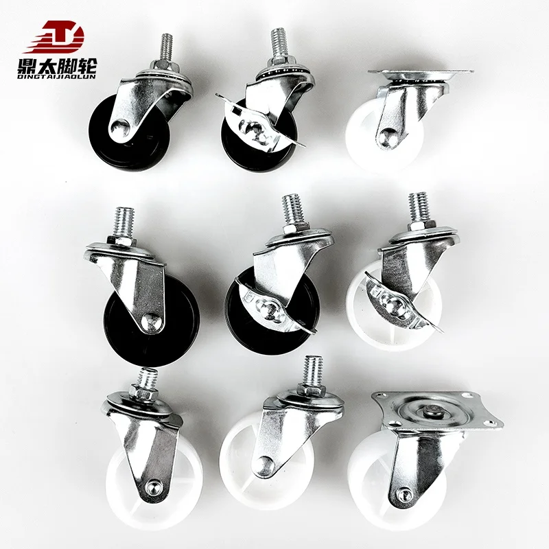 caster wheels  1 1.25  1.5  2 2.5  3 inch durable manufacturer swivel caster Light Rubber White PP  Casters
