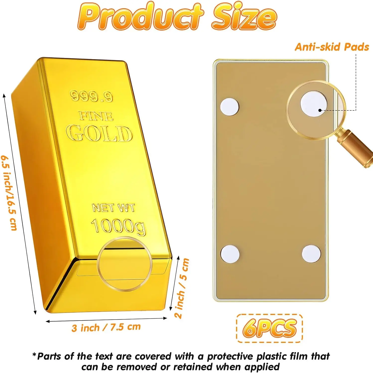 24k Gold Plated Customized Plastic Bar Us Dollar Banknote Coins For Game Fake Gold Coin Playing Prop Money Gold Simulator