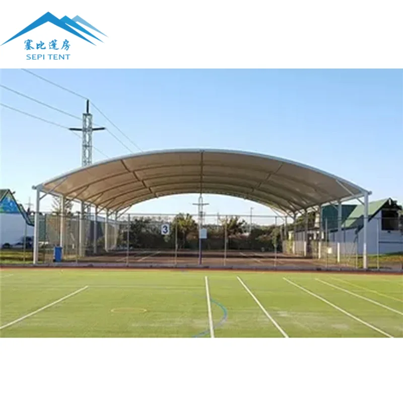 PVDF PTFE Waterproof Football Tennis Sport Courts Tent Roof Tension Membrane Structures For Outdoor Stadium Roof