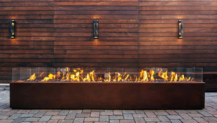 new outdoor garden no smoke natural gas firepit table patio corten steel modern huge propean fire pit with glass