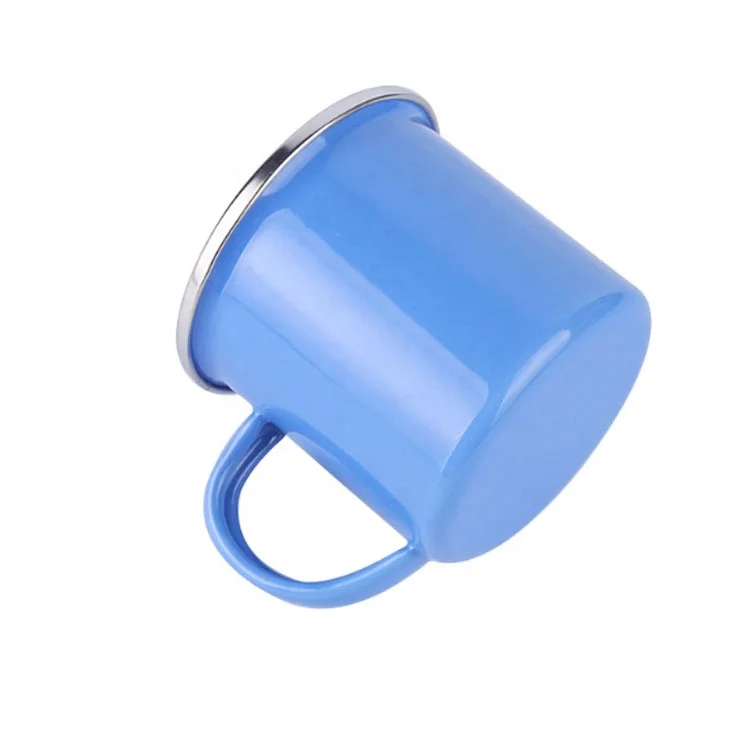 Enamel Camping Travel Coffee Mug With Lid Powder Coated Wine Fhermal