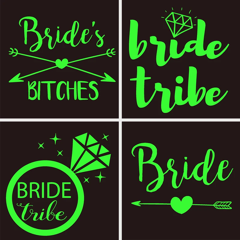Low Price Wholesale Custom Glow in the dark Neon Bachelorette Party Bride Temporary Waterproof Arm Wedding Tattoo Sticker