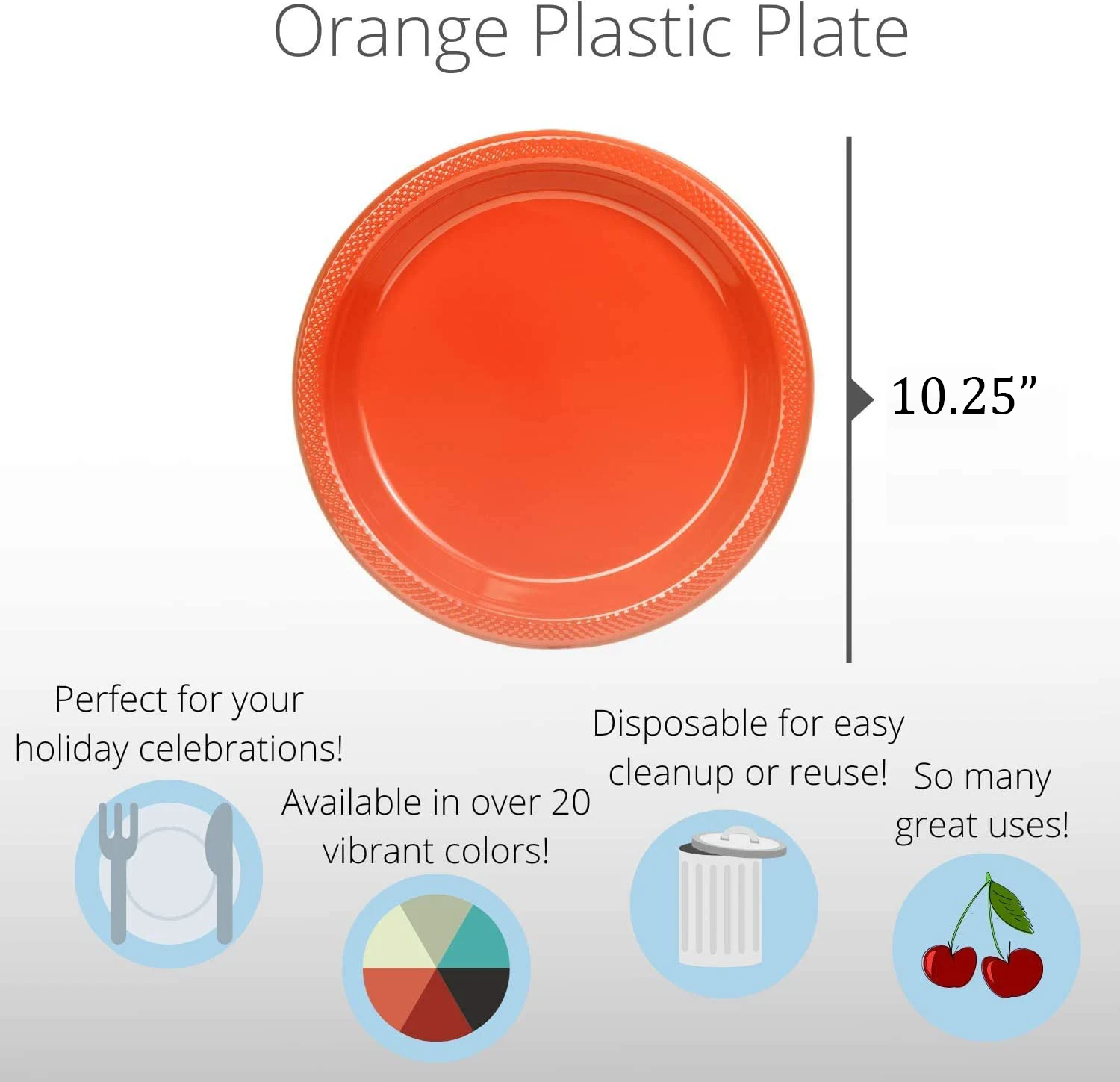 Reusable Plastic Plate For Parties Orange Recyclable Dessert Salad Blister Plates Dinner Party Plates For All Occasions