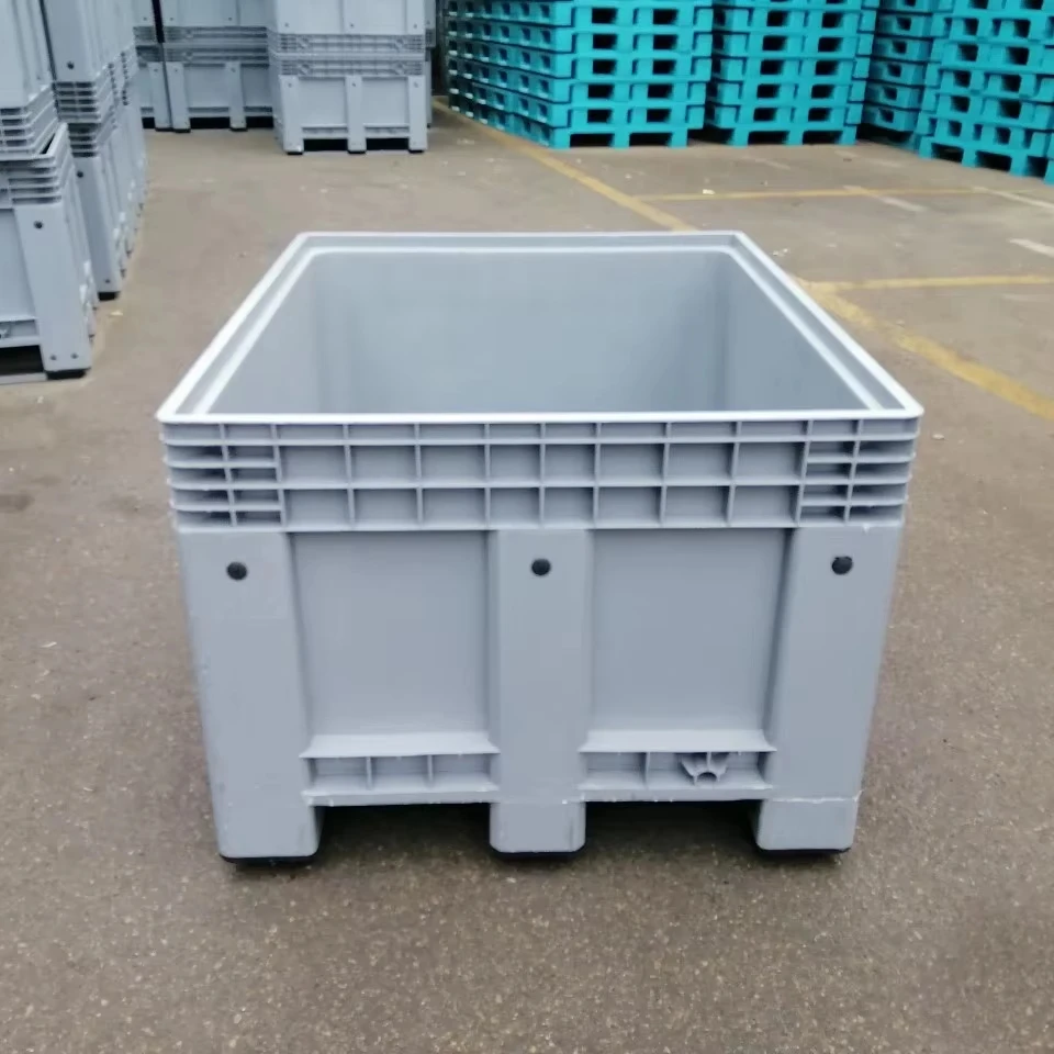 Factory wholesale1200x1000x770 mm Heavy-Duty reusable Auto Parts Storage Container Rigid Plastic Solid Side Pallet Tote Bin Box