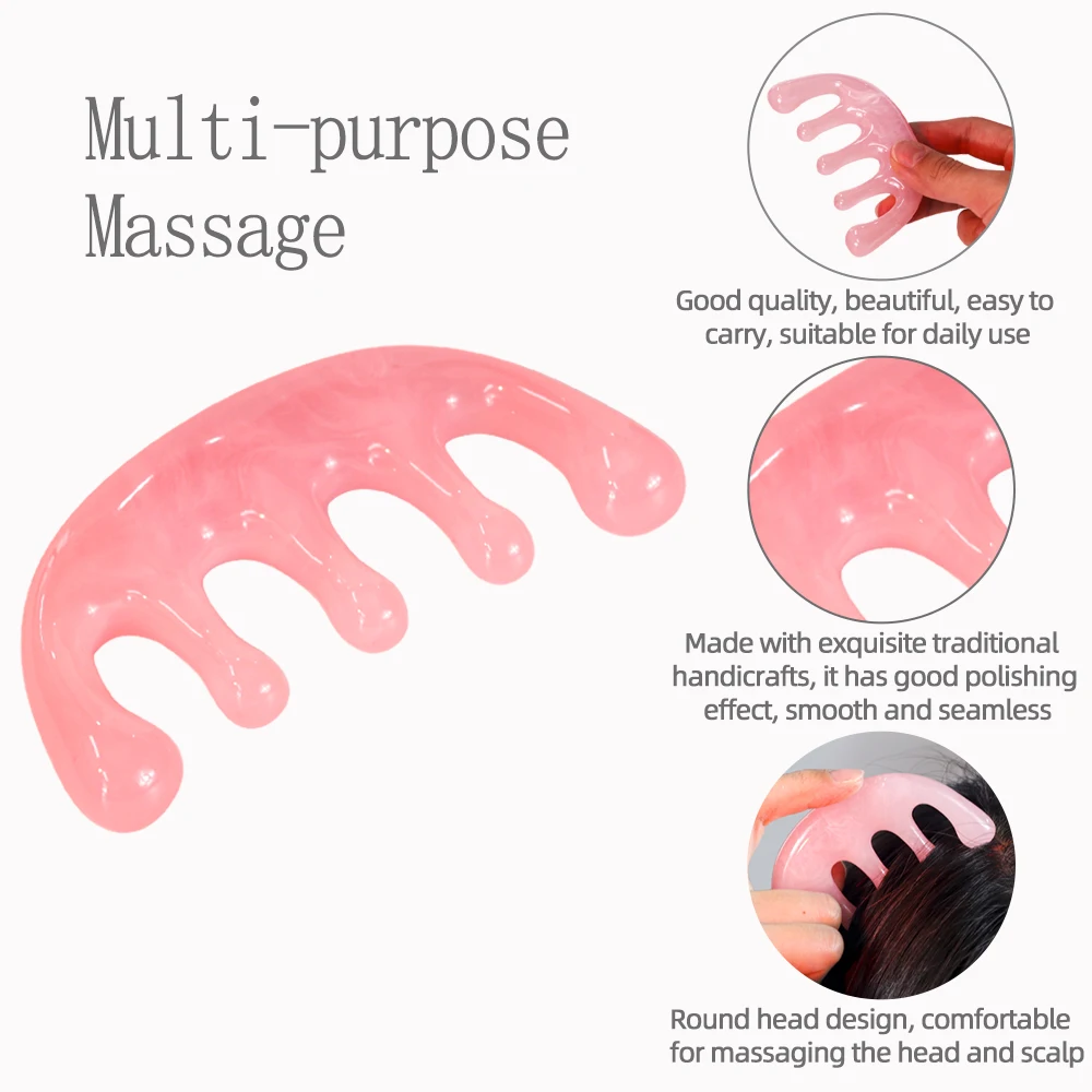 High Quality Resin Scalp Massage Comb Head Scalp Facial Body Massager for Woman Men Hair Growth Gua Sha Wide Tooth Comb