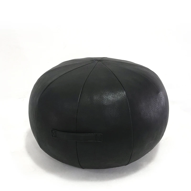 Living Room Bedroom Furniture Modern Style Home Stool Luxury Round Black Moroccan Leather Ottoman Pouf