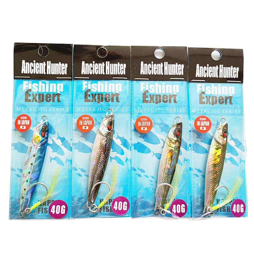 Ancient Hunter 1PCS/Bag shore Jigging  20G 40G 60G 80G  Metal 3D bionic printing shore jig With Mustad hook