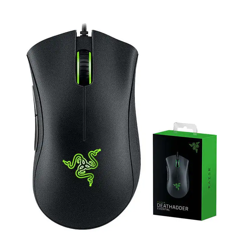 In Stock Razer Deathadder Essential 6400 DPI Optical Usb Silent RGB Laptop Pc Mous Ergonomic Gamer Wired Computer Gaming Mouse
