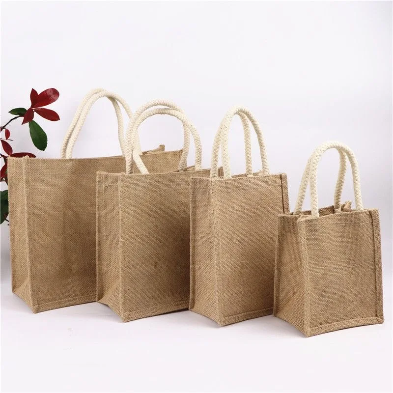 100% Flax Sublimation Natural Color Oversized Jute Linen Tote Bag