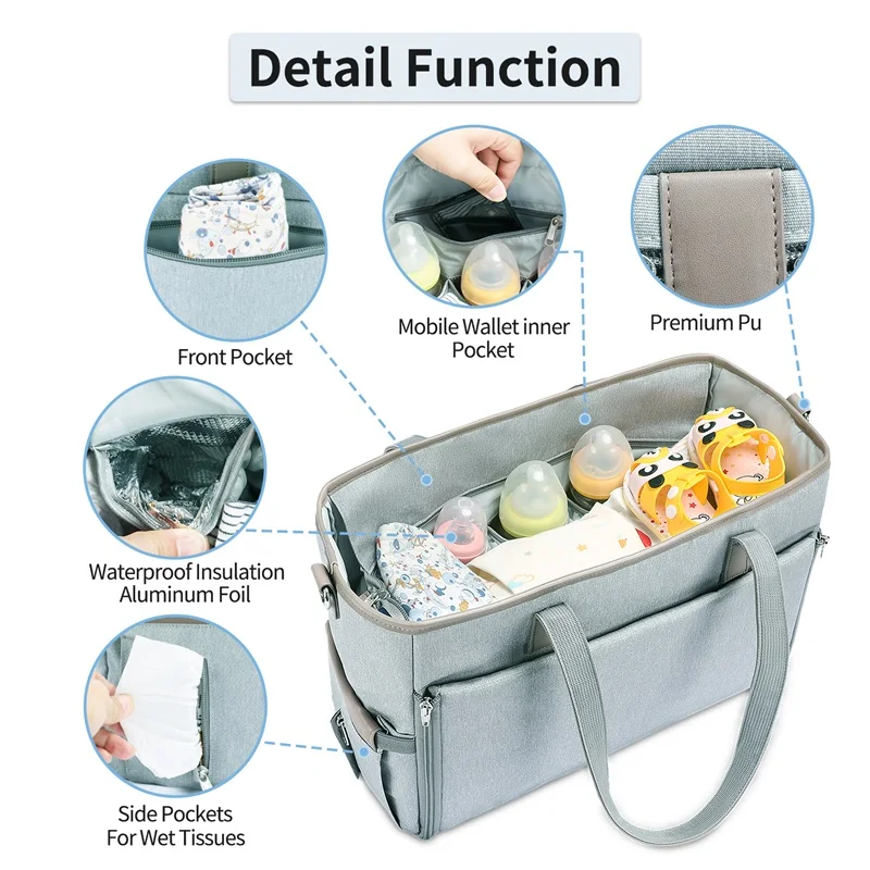 2025 New Design 2 in 1 Baby Nappy Diaper Bag with Changing Pad Baby Diaper Tote Bag