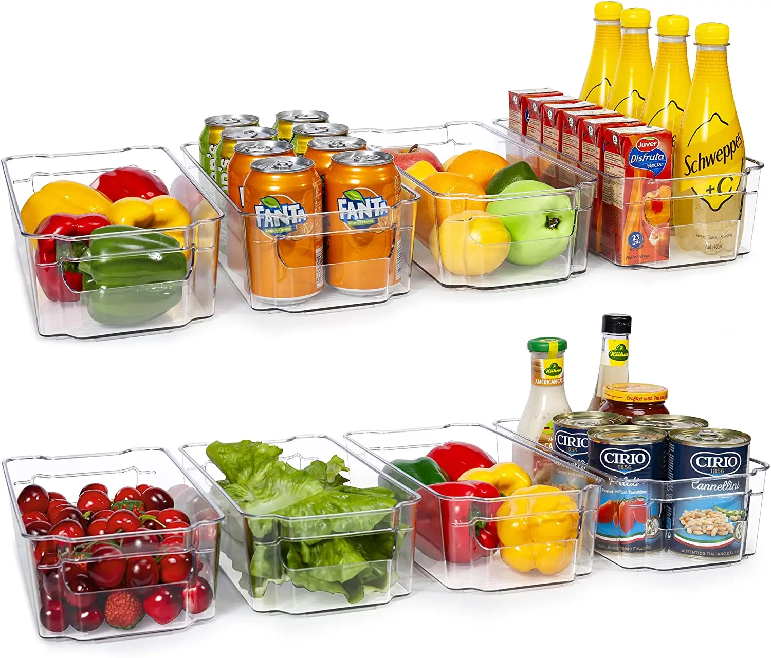 8pcs Clear BPA Free Fridge Organiner For Fridge, Freezer, Kitchen Cabinet, Pantry Organization and Storage