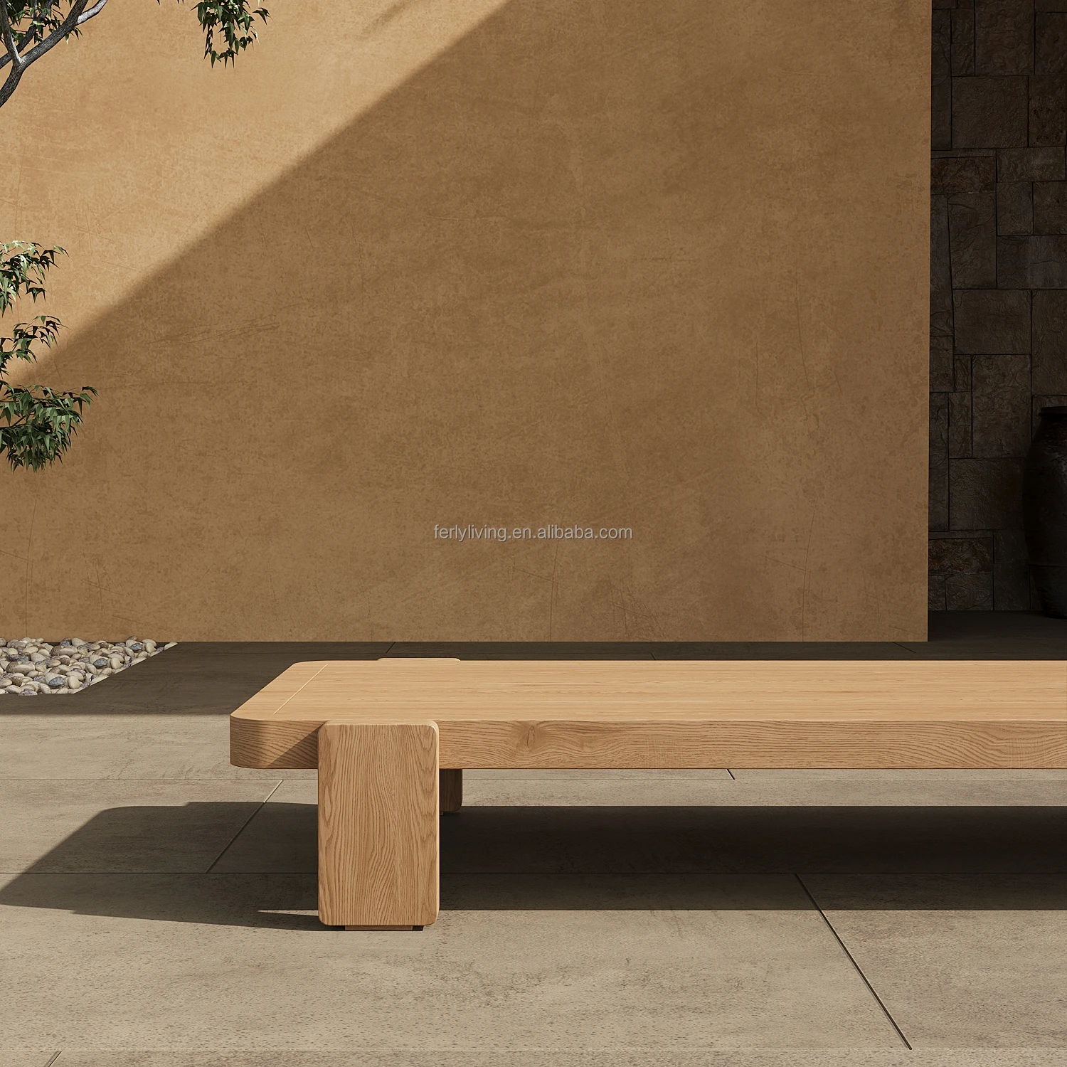 FERLY New Design New Design Garden Furniture Teak Dining Coffee Table Set For Outdoor Vacation