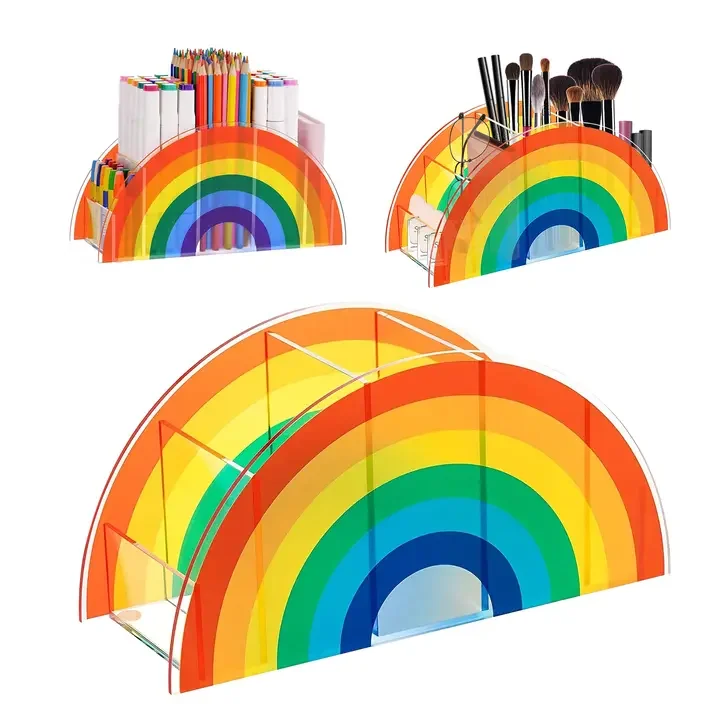 Wholesale Multi-Function Plastic Pen Holder Colorful Desktop Organizer Storage Box