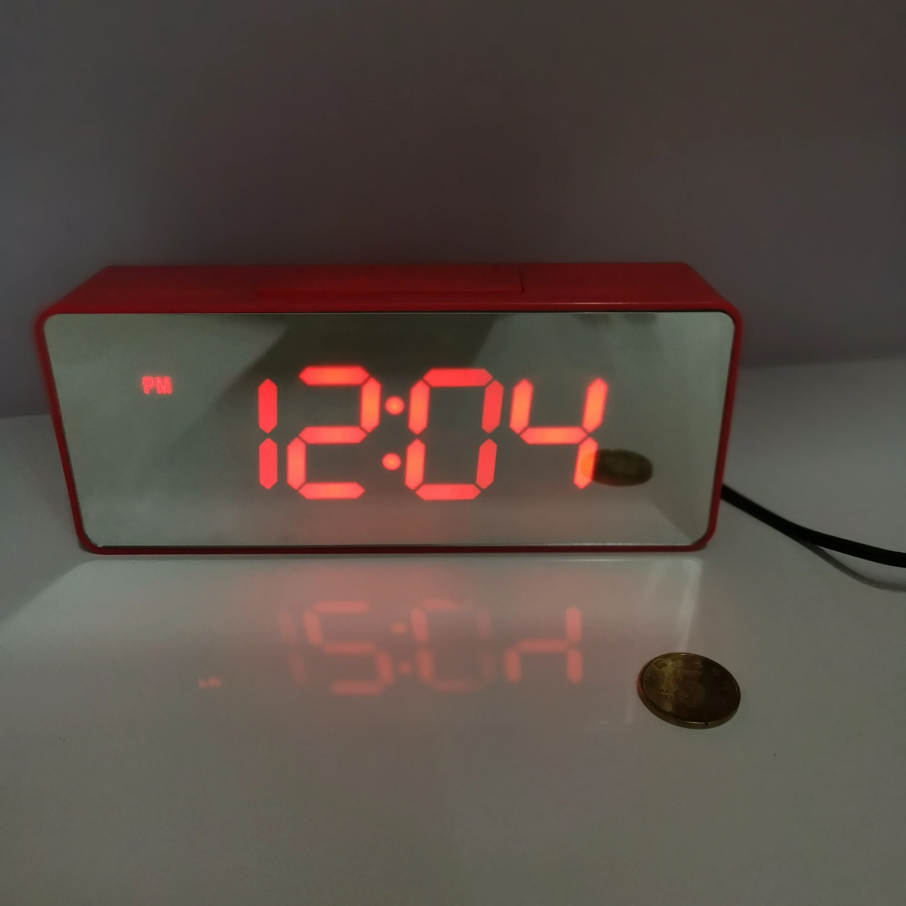 1.3 inch LED mirror panel digital tabletop alarm clock