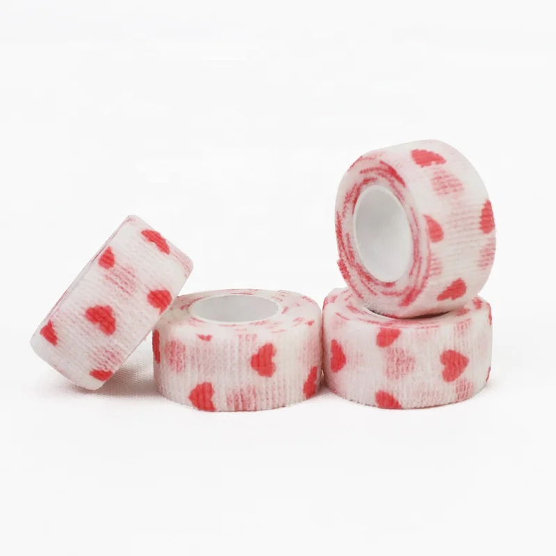 Custom Eco Material Self Adherent Cohesive Wrap Toe Flex Bandage Grip Roll Breathable Cute Finger Tape Pink For Finger Protect