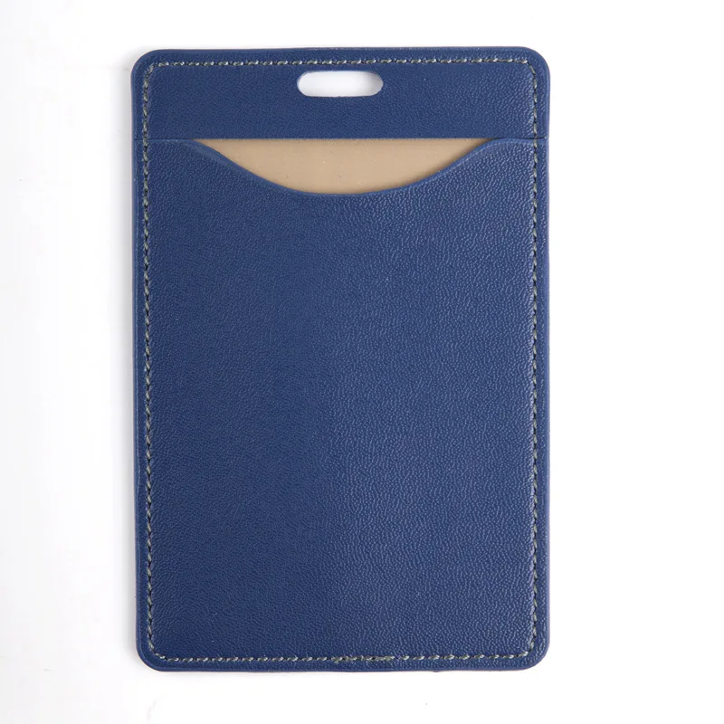 Leather ID Badge Holder, Vertical PU Leather ID Badge Holder with 1 Clear ID Window & 1 Credit Card Slot and a Detachable Neck L