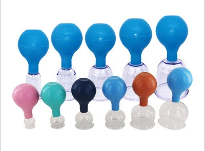 Hot Selling Face Glass Cupping Vacuum Cupping with Rubber Ball Hijab Jars AntiCellulite Suction Cups