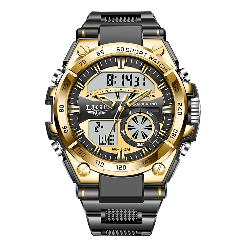 LIGE LG8971 8971 цифровые двойные мужские часы деловые спортивные кварцевые с подвесками лучшие брендовые Роскошные водонепроницаемые наручные