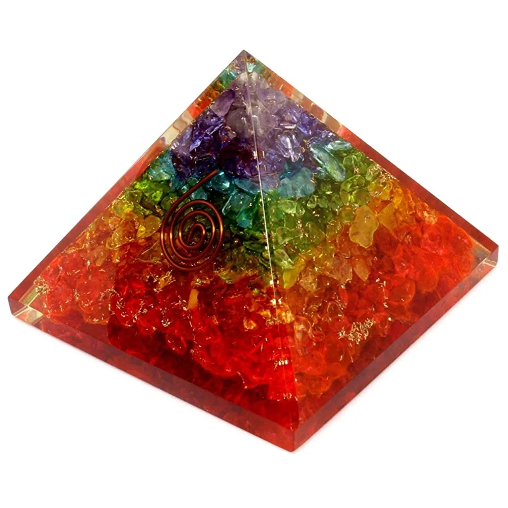 Orgonite Pyramid, Orgone Pyramid Chakra Stones Crystal Pyramid, Organite Pyramid Healing Crystals and Stone