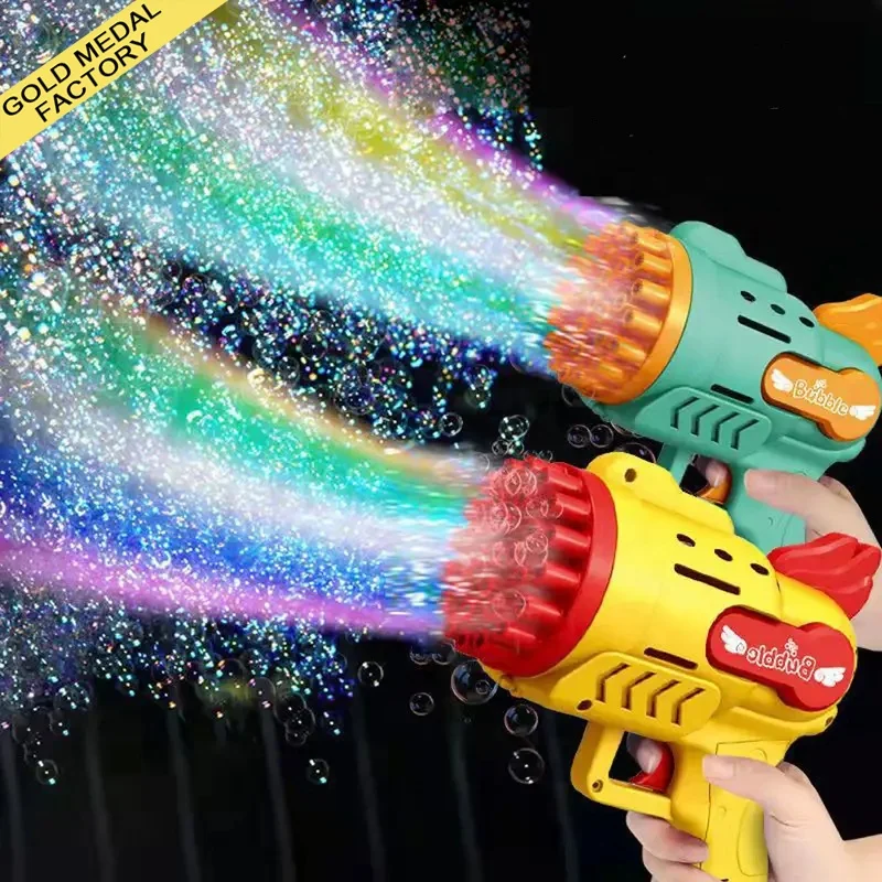 Bubble Gun Electric Automatic Soap Rocket Bubbles Machine Kids LED Light Blower Toys Children Gifts Party Novelty Gag Toys