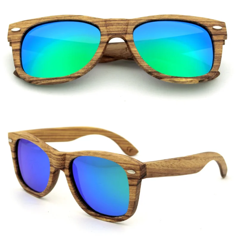 High quality handmade Custom Logo Style polarized lens wooden sunglasses & Bamboo Case zebra wood eyewear  for women men