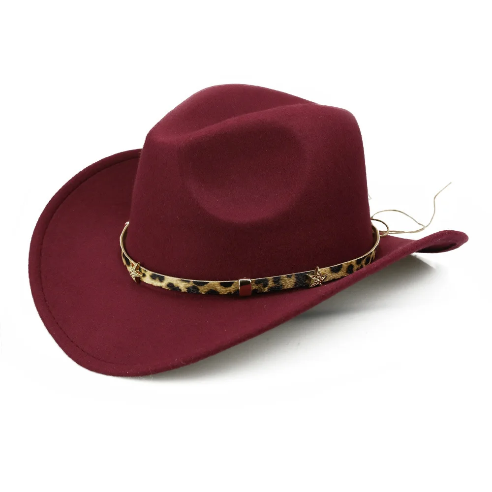 Fashion wide brim leopard western cowboy hat unisex fedora hats wholesale