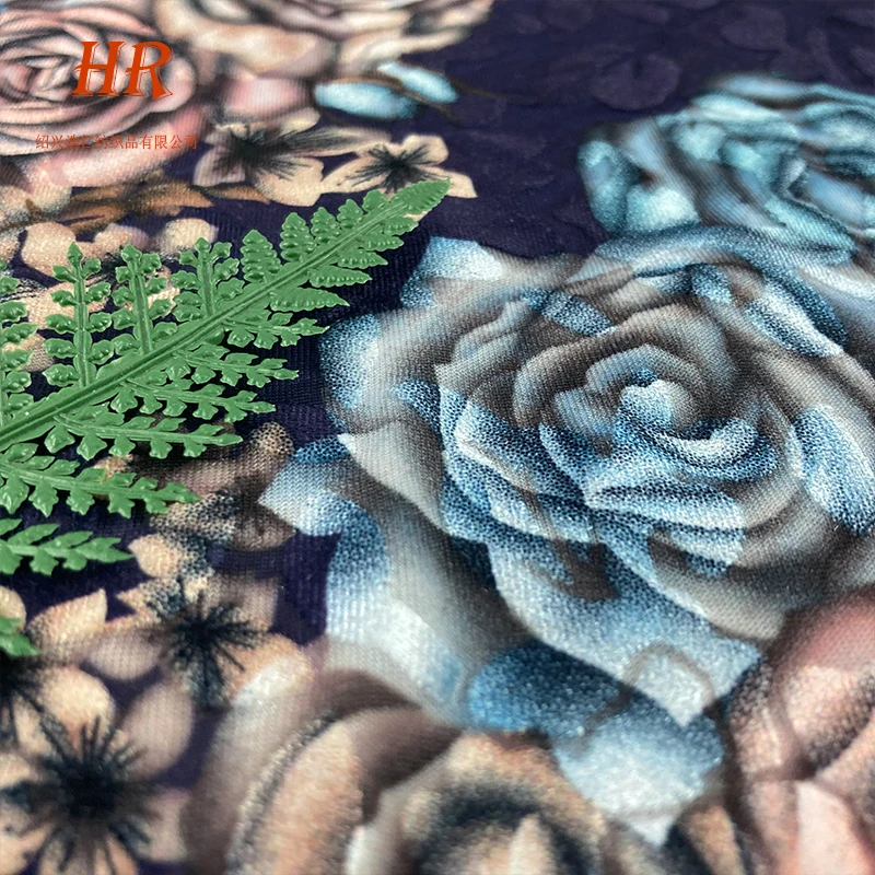 SHAOXING Luxury design flower design soft touch burnout knit digital print polyester korea velvet fabric