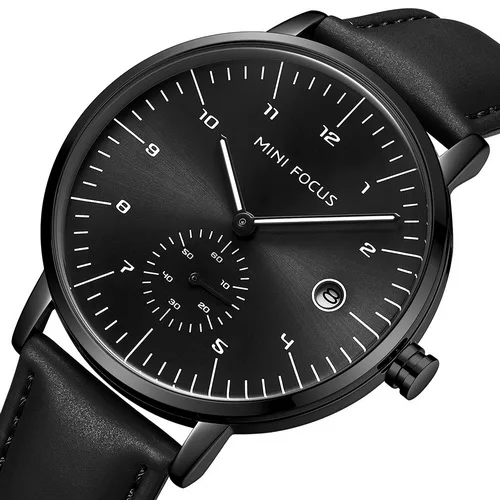 Недорогие мужские кварцевые часы MINI FOCUS MF0303G odm оригинальный ремешок из натуральной кожи водонепроницаемый дисплей даты низкий минимальный заказ для путешествий