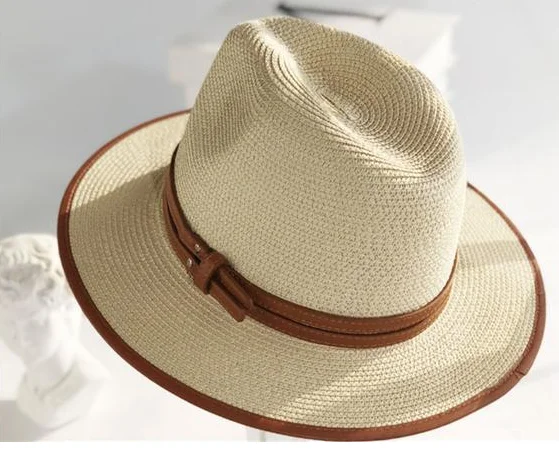 British style belt wrapped jazz straw hat summer travel sun visor holiday leisure Joker beach hat for  female