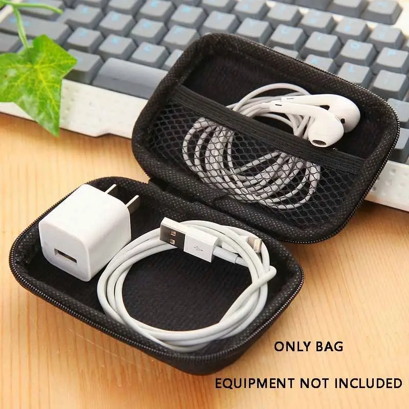 Customized Mobile Hard Disk Storage Anti-Pressure EVA Card and Headphone Organizer Case with Square Zipper for Outdoor Usage