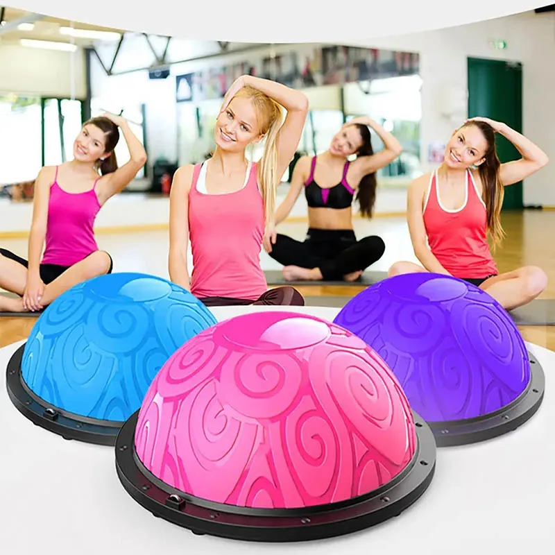 Home Yoga Fitness Balance Exercise Ball With Handle PVC Yoga Half Ball
