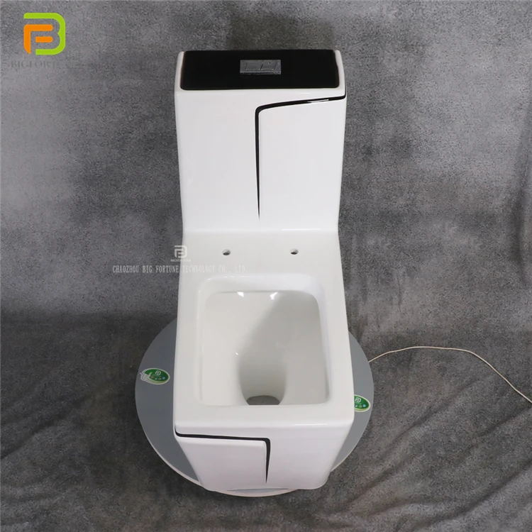 Sanitary Ware Black Line Square Toilets Sink Set Bathroom Wc Ceramic Washdown One Piece Toilet Set