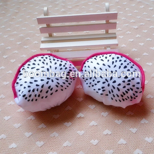 Custom Logo Eco-friendly Portable Compact Pitaya Dragon Fruit Shape Polyester Folding Reusable Shopping Bag