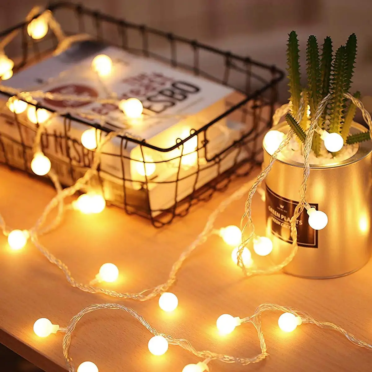 Ramadan Globe String Lights 2 Lighting Modes 16ft 40LEDs Ball IP65 Decoration Fairy Lights Battery Powered for Indoor Outdoor